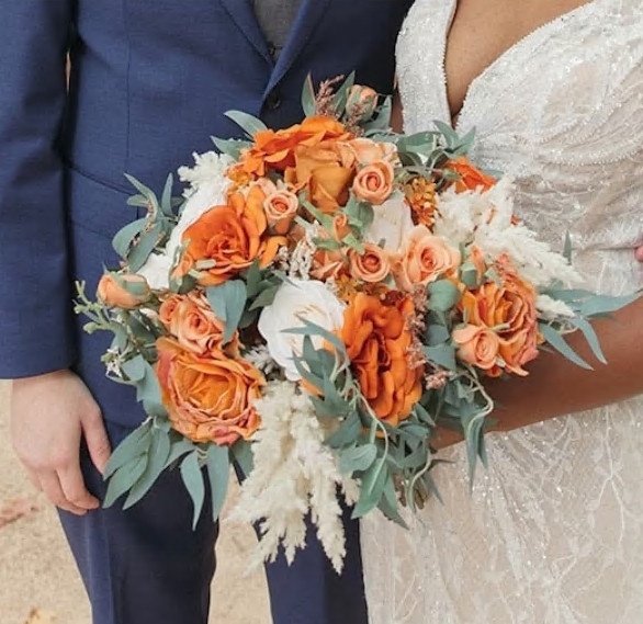 Fall Rustic Wedding bouquet/Bridal bridesmaid bouquet/Burnt Rose bouquet