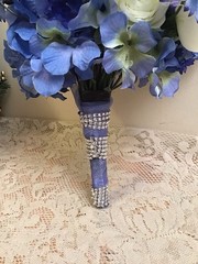 White & Blue Purple Bridal bouquet Wedding Bridesmaid Faux Flower Floral