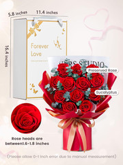 Flower Bouquet 12-Piece Red Preserved Roses Bouquet with Led Lights Gift for Wom