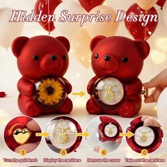 Trinckle Sunflower Necklaces for Women Valentines Teddy Bear with Red