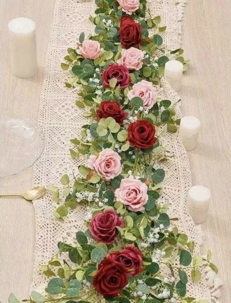 DUSTY ROSE 6 ft Artificial Rose Peony Flower Garland Wedding Party Decorations 3