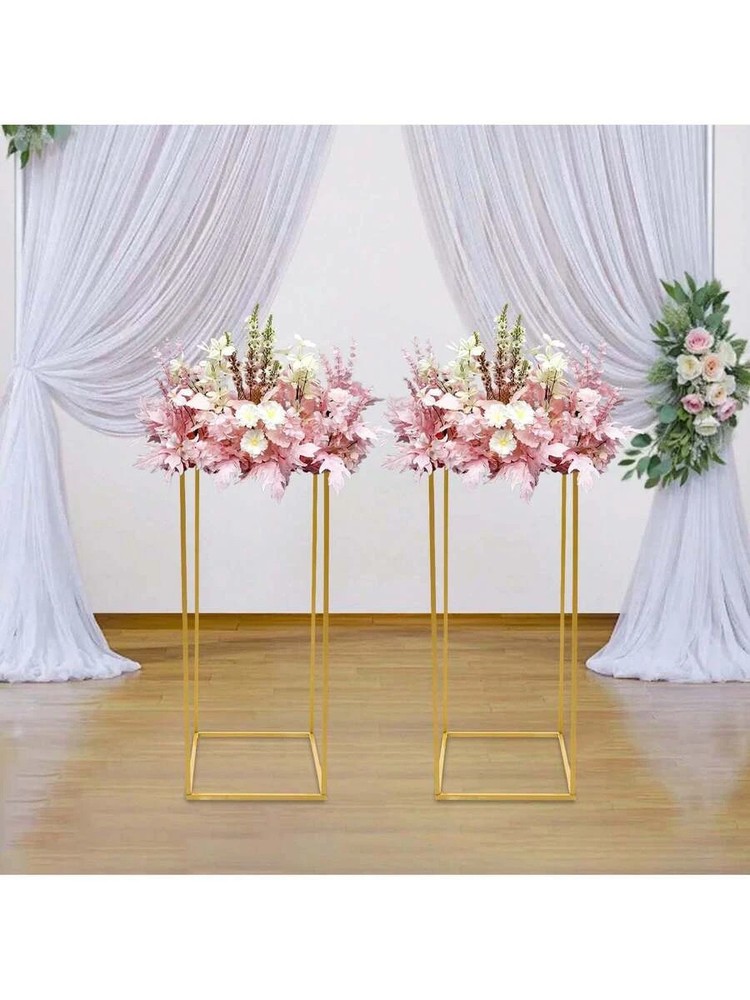 NEW Gold Wedding Flower Stand Sets Of 2, 24 Inch Tall Vase Column Stand Flower
