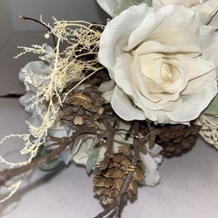 Rustic Cream/ivory Rose Wedding Boutique Set Natural Brown Accents Artificial
