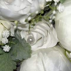 Bridal Bouquet Ivory White Roses Ranunculus Silk Flowers Pearl Center Weddingnew