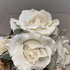 Rustic Cream/ivory Rose Wedding Boutique Set Natural Brown Accents Artificial