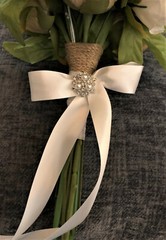 Dusty Rose, Champagne & White/Ivory Faux Flower Bridal Wedding Bouquet Handmade