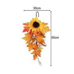 Maple Teardrop Wreath Fake Wall Decor Hanging Farmhouse Ornament Rustic Fall