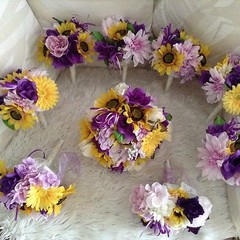 Wedding flowers bridal bouquets decoration sunflowers lavender purple or u pick