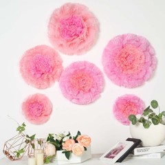 6 pack 12″ 16″ 20″ Blush and Pink Tissue Paper Carnation Flowers Home Backdrop