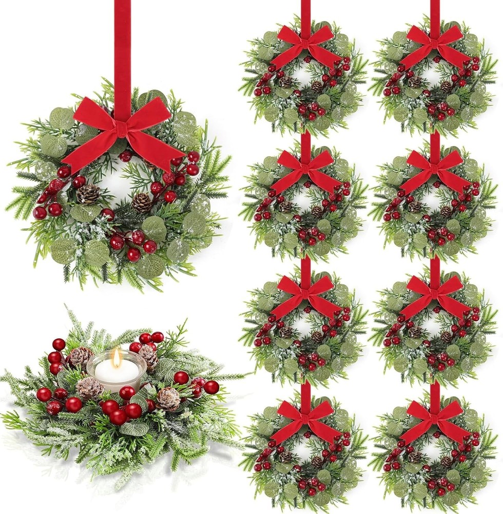 Pcs 9 Inch Artificial Wreaths for Kitchen Cabinet Norfolk Pine 8 Christmas