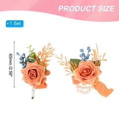 Rose Corsage and Boutonnieres Set for Groom Bride Groomsmen Light Brown