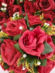 Artificial Red Rose Kissing Ball Bouquets Set of 5 Wedding Centerpieces Silk