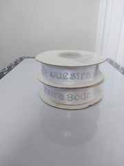 2 ..Cinta de poliéster estampada / Nuestra Boda.. 20 metros / 22cm ancho