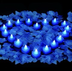 4000 Pc Blue Artificial Rose Petal Heart LED Flameless Candle Romantic Valentine