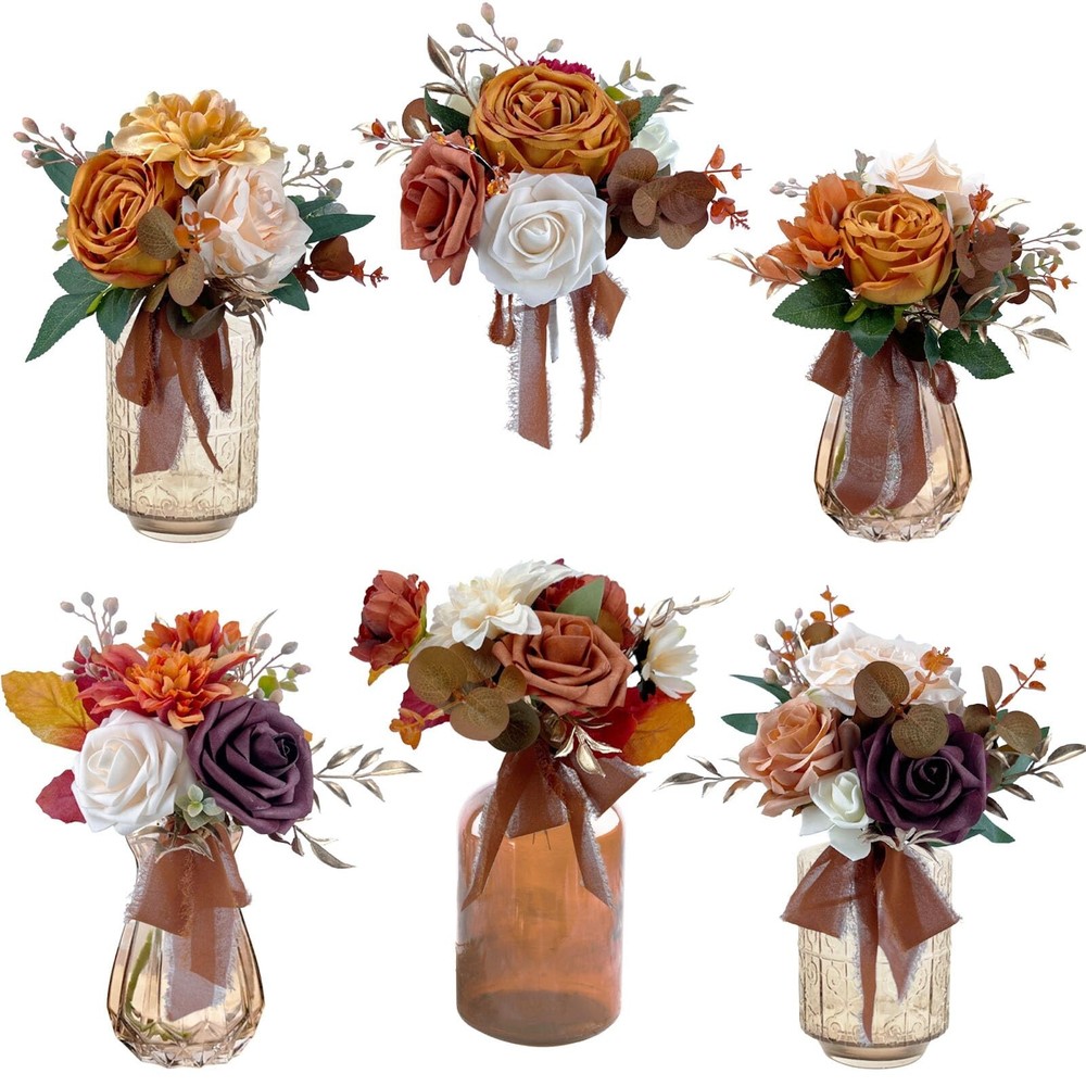 Set of 6 Assorted Flower Centerpieces Mini Floral Wedding Flowers Set for Fal…