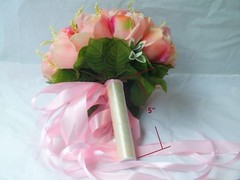 Wedding Bouquets 3pc package Bridal Bouquet SILK flowers Pink Roses Hand Made