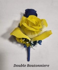 Yellow Navy Blue Rose Calla Lily Bridal Wedding Bouquet Accessories
