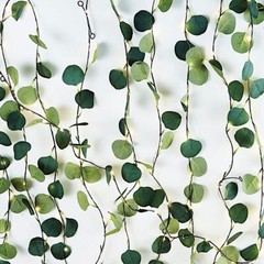 GREEN 32 ft LED Eucalyptus Leaves GARLAND Battery Operated Fairy Lights Wedding