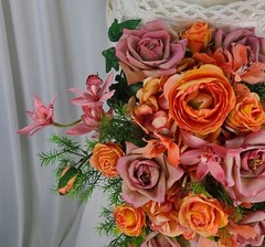 Orchid Rose Garden Faux Silk Cascade Wedding Bouquet