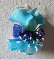 Peacock Royal Blue Purple Turquoise Calla Lily Bridal Wedding Bouquet Accessorie