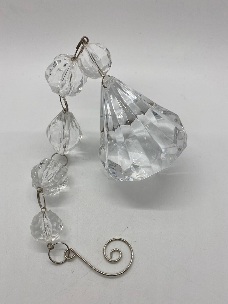 Acrylic Modern hanging Pendant~ 11″ Clear hanging bead, Wedding, Christmas, NOS