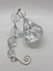 Acrylic Modern hanging Pendant~ 11″ Clear hanging bead, Wedding, Christmas, NOS
