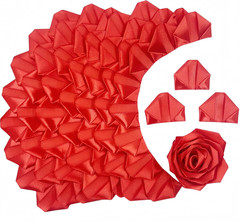 300Pcs Premade Satin Ribbon Rose Petals Half-Finished for Eternal Rose DIY Ramos