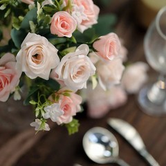 BLUSH 4 Bushes 12″ Silk Roses Artificial FLOWERS Bouquets Party Home Decorations