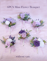 Purple Wedding Flower Centerpieces – Set of 6 Mini Bouquets for Decor