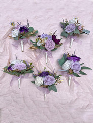 Set of 6 Mini Floral Centerpieces for Wedding & Home Decor – Purple Bouquets