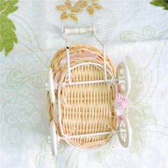 2 Rattan Retro Bicycle basket Flower vase Furnishing Articles Craft Home Wicker