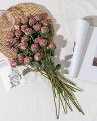24pcs Artificial Flowers Silk Rose with Stem Mini Fake Rose Dusty Rose