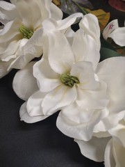 22″ Sweetbay Magnolia Flower Silk Bush, 5 Stems, 6″ Blooms, Alabaster White
