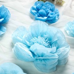 12 pack 7″ 9″ 11″ Periwinkle and Turquoise Tissue Paper Peony Flowers Backdrop