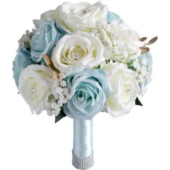 Bridal Bouquet Holding Crystal Silk Artificial Rose Flowers Wedding Luxury Decor