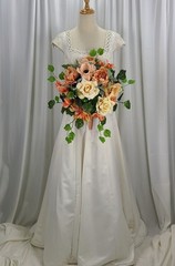 Peaches and Golden Yellows Garden Faux Silk Wedding Bouquet