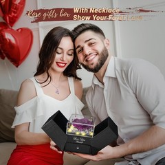 Preserved Purple Real Rose with I Love You Butterfly