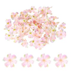 100Pcs Fake Silk Flower Heads, Artificial Cherry Blossom Wedding, White/Pink