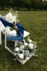 35 Artificial Dusty Blue Ranunculus Silk Flower Bridal Bouquets, Faux