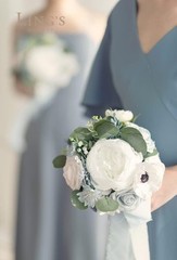 Ling’s Moment Dusty Blue Bridesmaid Bouquet Set of 4, Blue Wedding Bouquets f…