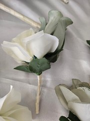 Wedding Bouquet Package, Ivory, Green, White, Roses, 14 Pieces