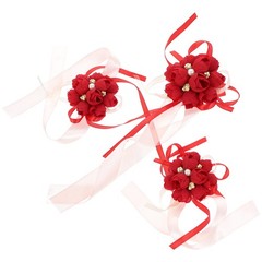 3 Pcs Cloth Wrist Flower Bracelets Rustic Wedding Wristlet Prom Party Decor