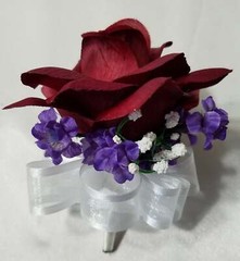 Burgundy Purple White Rose Calla Lily Bridal Wedding Bouquet Accessories