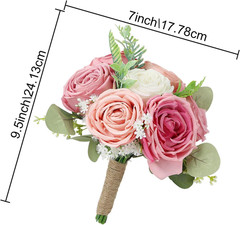Elegant Set of 8 Pink & White Bridesmaid Bouquets for Weddings