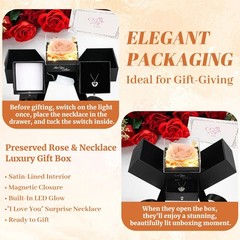 Gifts for Women Preserved Real Roses with I Love You Necklace Fresh Forever.