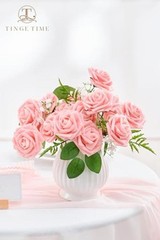 Artificial Flowers 3″ Rose, 25pcs Flowers with Stem, Roses for DIY Pink