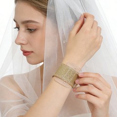 6Pcs Floral Wristlet Bracelet Golden Adjustable Wedding Corsage Wristband