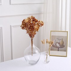 Gold 2 Metallic 17″ Artificial Rose Flower Bouquets Party Events Decorations