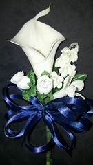 Wedding double or single calla lily mother’s or grandma’s corsage navy blue