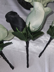 Wedding Bouquet Set, Black, Green Flower Package, 11 Pieces